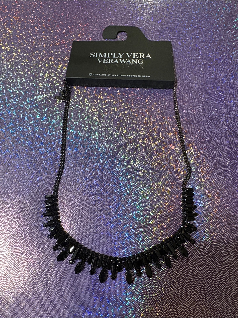 Simply Vera Vera Wang Black Statement Necklace~ JET Rhinestone NWT